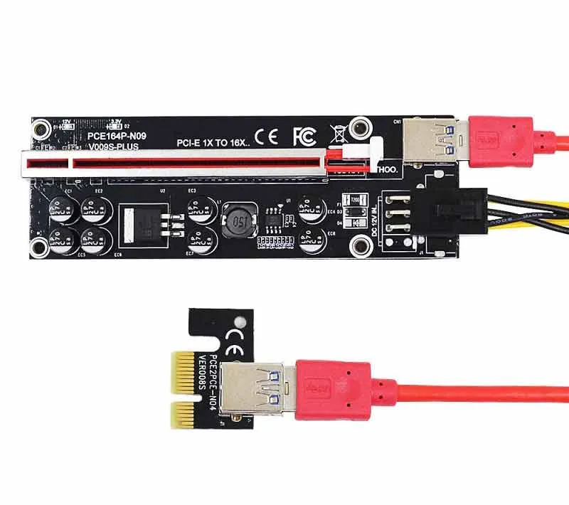 رایزر گرافیک تبدیل PCI EXPRESS X1 به X16 مدل 009s پلاس 8 خازنه