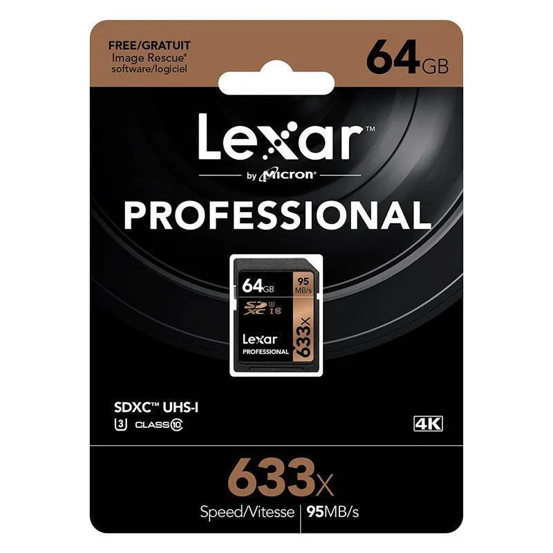 کارت حافظه SDXC لکسار مدل Professional کلاس 10 استاندارد UHS-I U3 سرعت 95MBps ظرفیت 64 گیگابایت