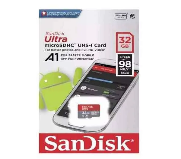 کارت حافظه‌ microSDHC سن دیسک مدل A1 کلاس 10 استاندارد UHS-I سرعت 98MBps ظرفیت 32 گیگابایت