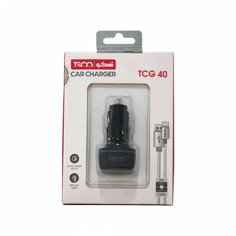 شارژر فندکی تسکو مدل TCG 40 18W به همراه کابل Type-C