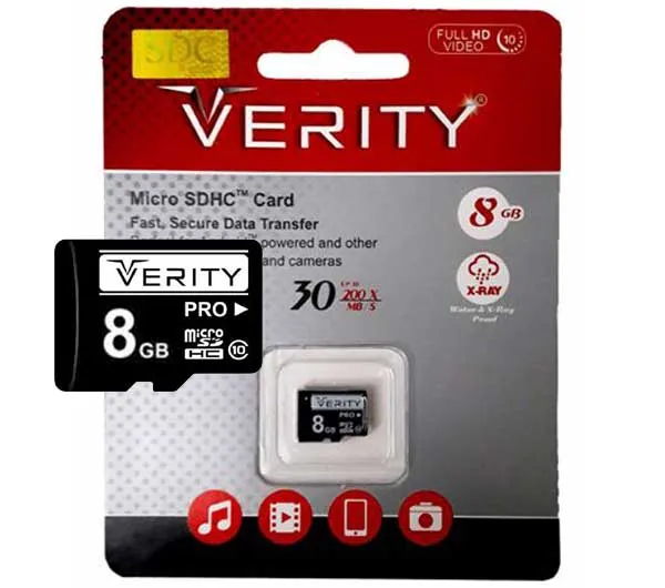 کارت حافظه Micro SD وریتی کلاس 10 سرعت 30MBps ظرفیت 8 گیگابایت