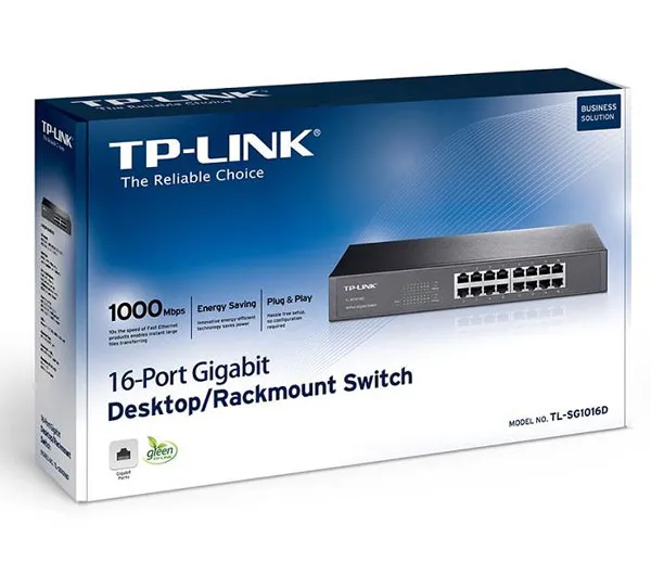 سوییچ 16 پورت گیگابیتی و رکمونت تی پی-لینک مدل TL-SG1016D