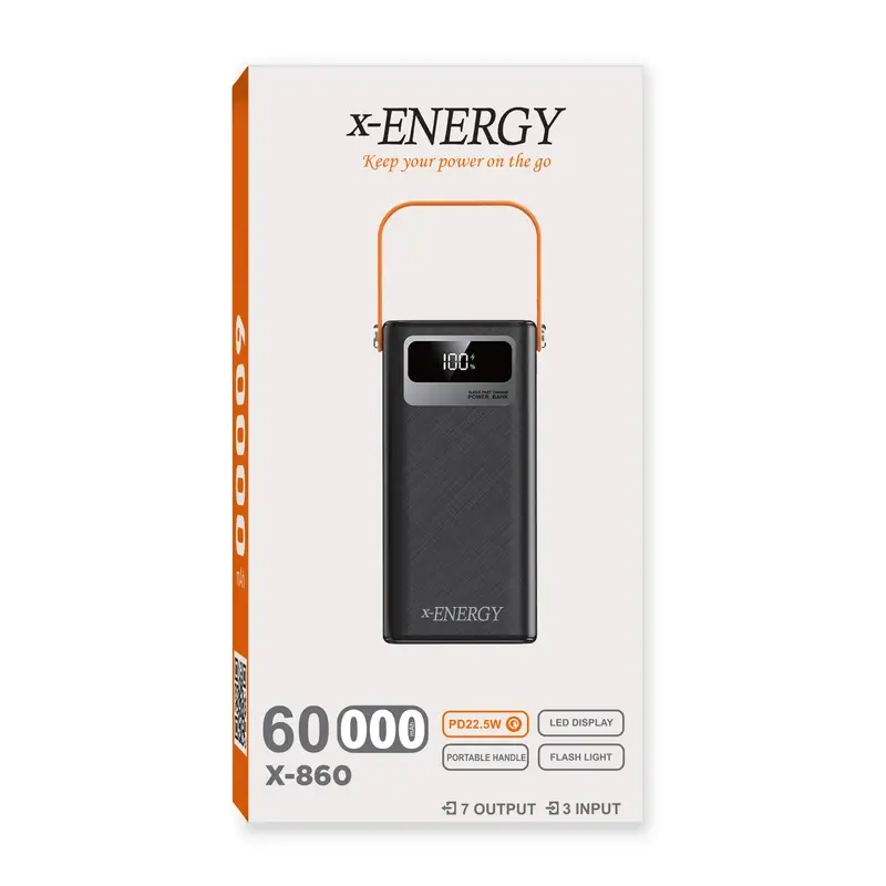 شارژر همراه ایکس انرژی مدل X-860 PD Q3 22.5W ظرفیت 60000 میلی‌آمپر ساعت