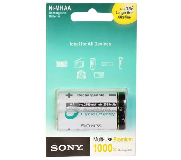 باتری قلمی قابل شارژ سونی مدل NH-AA-B2KN 2700 بسته 2 عددی