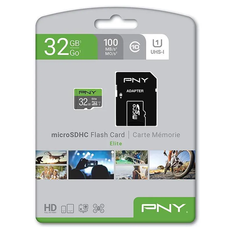 کارت حافظه microSDhC پی ان وای مدل Elite کلاس 10 استاندارد UHS-I U1 سرعت 85MBps ظرفیت 32 گیگابایت به همراه خشاب