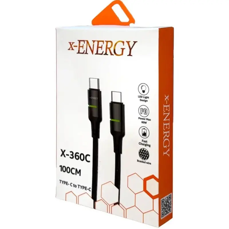 کابل تبدیل Type-C PD 60W به Type-C ایکس انرژی مدل X-360C طول 1 متر