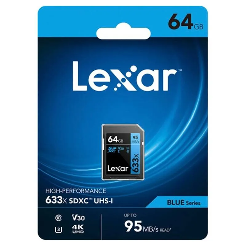 کارت حافظه SDXC لکسار مدل Performance کلاس 10 استاندارد UHS-I U3 سرعت 95MBps ظرفیت 64 گیگابایت