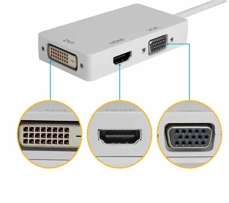 مبدل Mini DisplayPort به HDMI، DVI و VGA مدل All in one