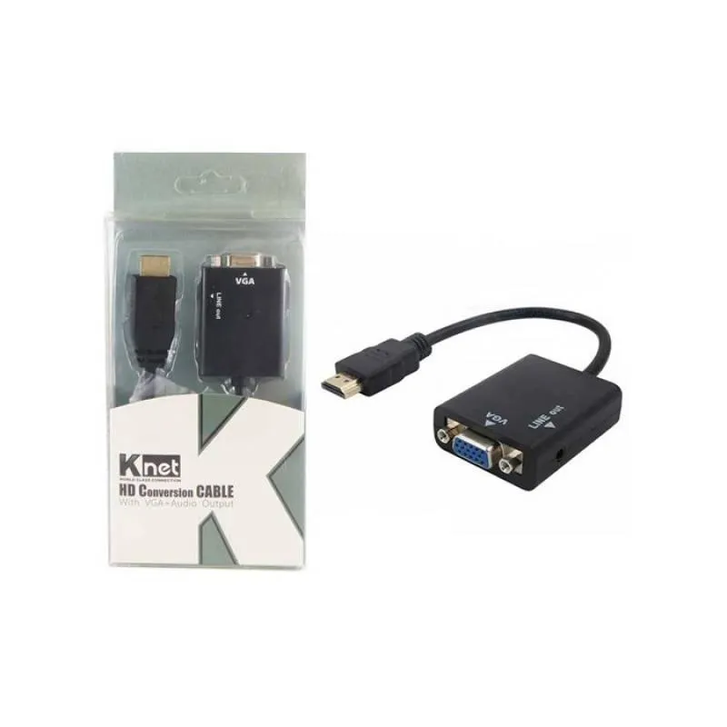 مبدل HDMI به VGA کی نت مدل K-AHV00 به همراه کابل AUX