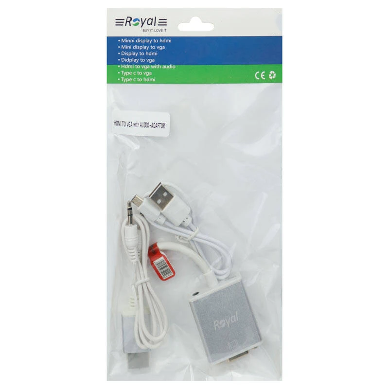 تبدیل HDMI به VGA رویال با خروجی صدا و آداپتور