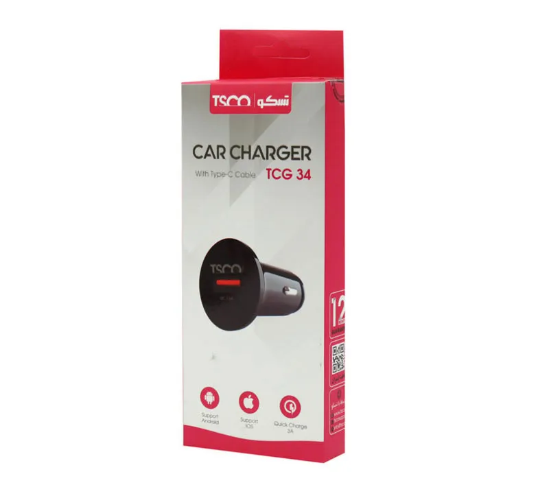 شارژر فندکی تسکو مدل TCG 34 به همراه کابل MicroUSB