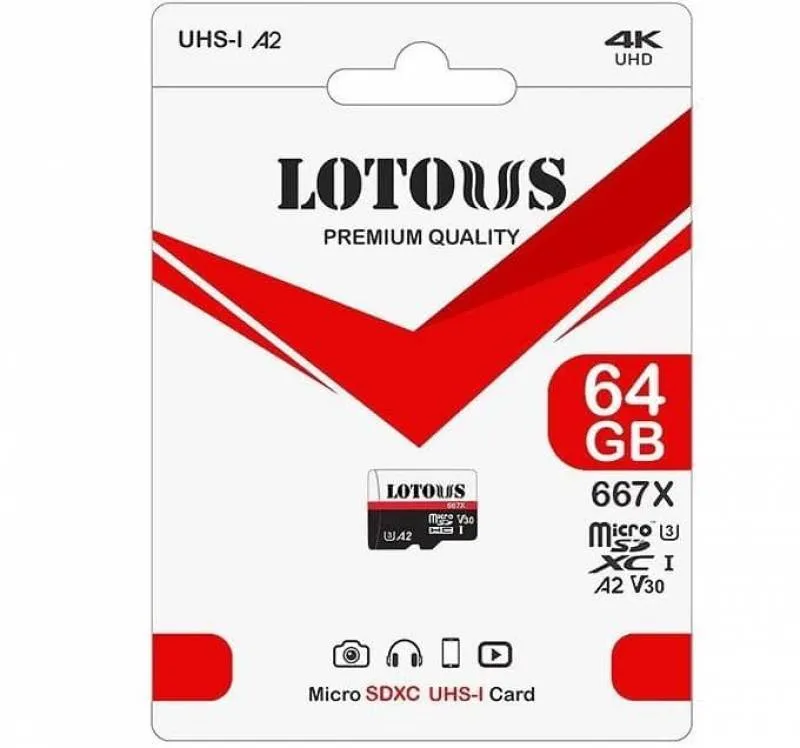 کارت حافظه microSDXC لوتوس مدل 667X A2 کلاس 10 استاندارد UHS-I U3 ظرفیت 64 گیگابایت