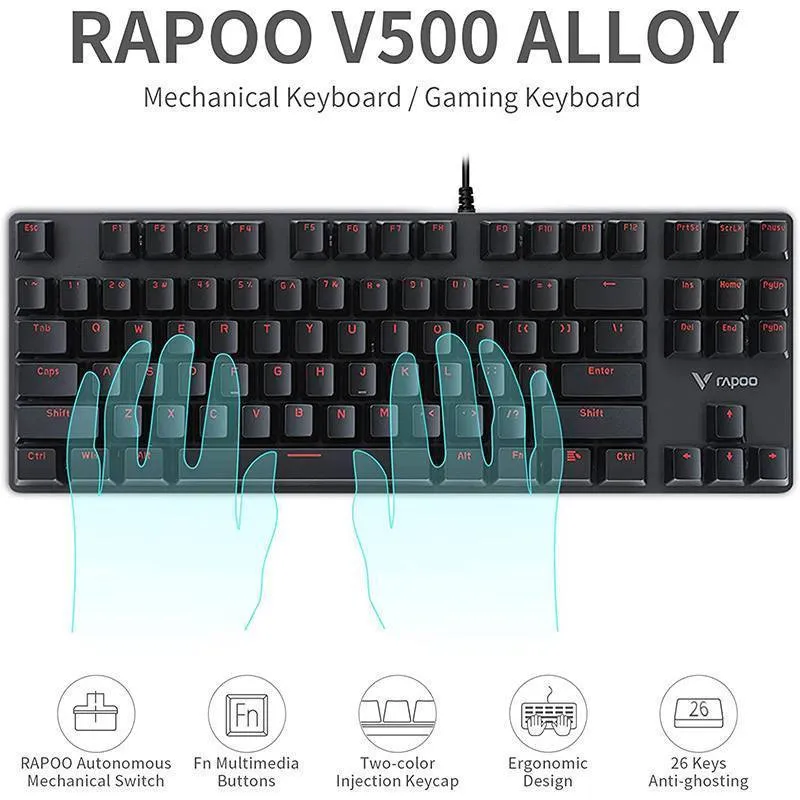 کیبورد مکانیکی مخصوص بازی رپو مدل V500 Alloy