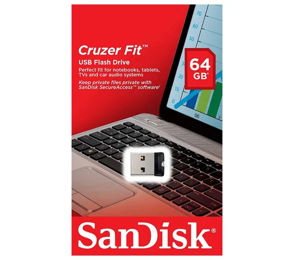 فلش مموری سن دیسک مدل Cruzer Fit CZ33 ظرفیت 64 گیگابایت