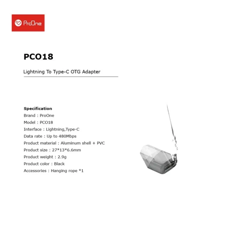 مبدل USB-C به لایتنینگ پرووان مدل PCO18