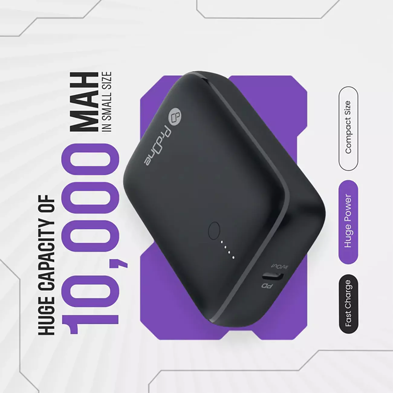 شارژر همراه پرووان مدل PPB5117PD 22.5W ظرفیت 10000 میلی‌آمپر ساعت