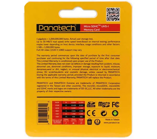 کارت حافظه microSDHC پاناتک کلاس 10 استاندارد سرعت 30MBps ظرفیت 16 گیگابایت