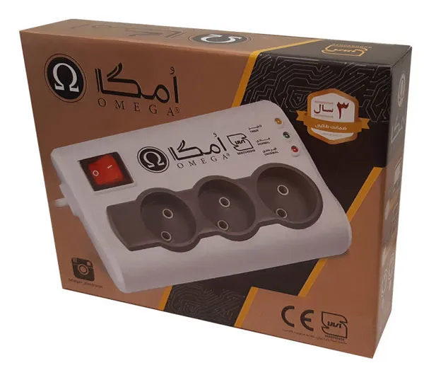 چند راهی برق و محافظ برق یخچال فریزر امگا مدل P3100 طول 3 متر