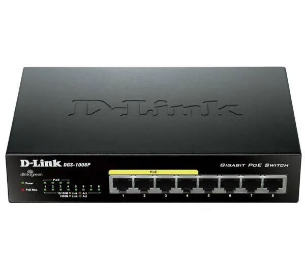سوییچ 8 پورت گیگابیتی و غیر مدیریتی PoE دی-لینک مدل DGS-1008P