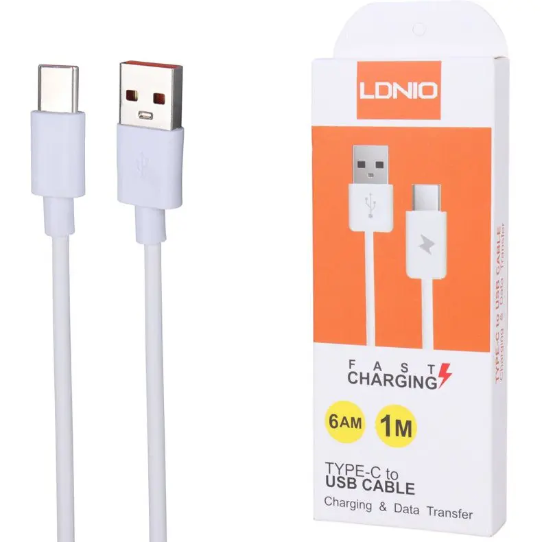 کابل تبدیل USB به Type-C الدینیو مدل 6A طول 1 متر