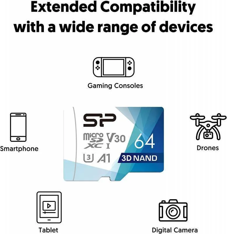 کارت حافظه MicroSDXC سیلیکون پاور مدل Superior Pro کلاس 10 استاندارد UHS-I U3 سرعت 100MBps ظرفیت 64 گیگابایت با خشاب