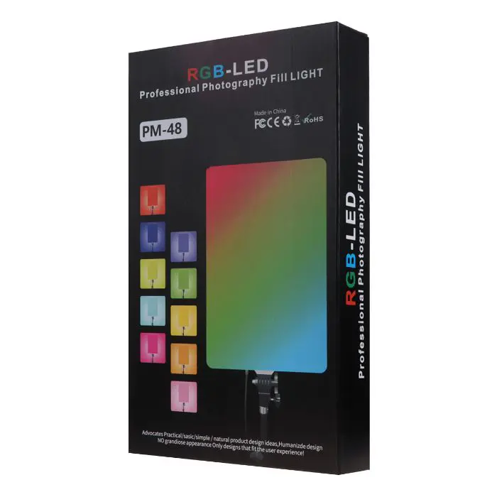 پنل نور ثابت ال ای دی مدل PM-48 RGB همراه پایه