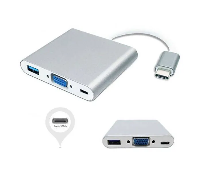تبدیل Type-C به USB3.0 / VGA / Type-C پی نت مدل Super Speed