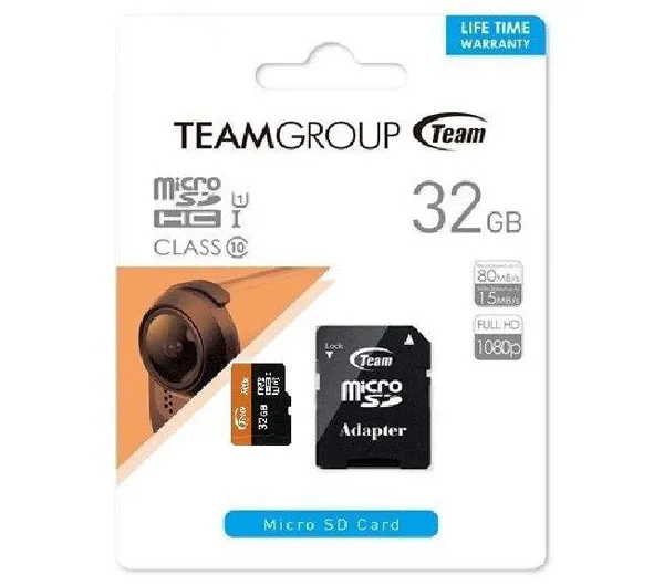 کارت حافظه MicroSDHC تیم گروپ کلاس 10 استاندارد UHS-I U1 سرعت 80MBps ظرفیت 32 گیگابایت