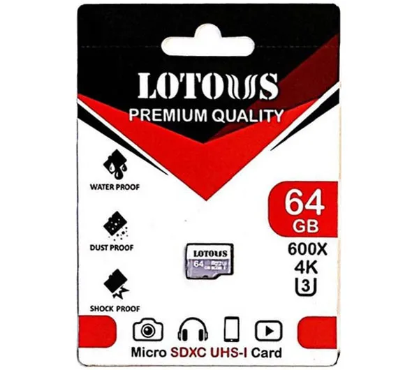 کارت حافظه MicroSDXC لوتوس استاندارد UHS-I U3 600X سرعت 90MBps ظرفیت 64 گیگابایت