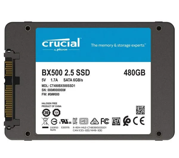 اس اس دی اینترنال کروشیال مدل BX500 ظرفیت 480 گیگابایت