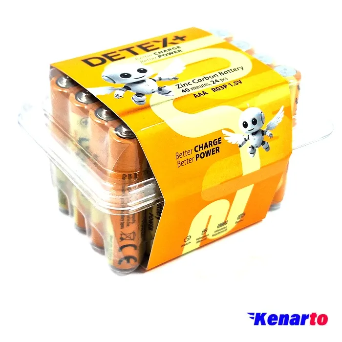 باتری نیم قلمی دیتکس پلاس مدل R6P بسته 24 عددی