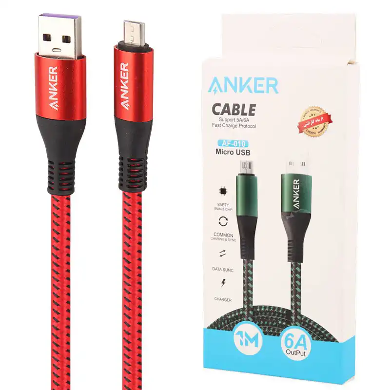 کابل تبدیل USB به MicroUSB انکر مدل AF-010 طول 1 متر