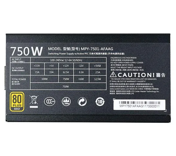 منبع تغذیه کامپیوتر کولر مستر مدل MWE Bronze 750