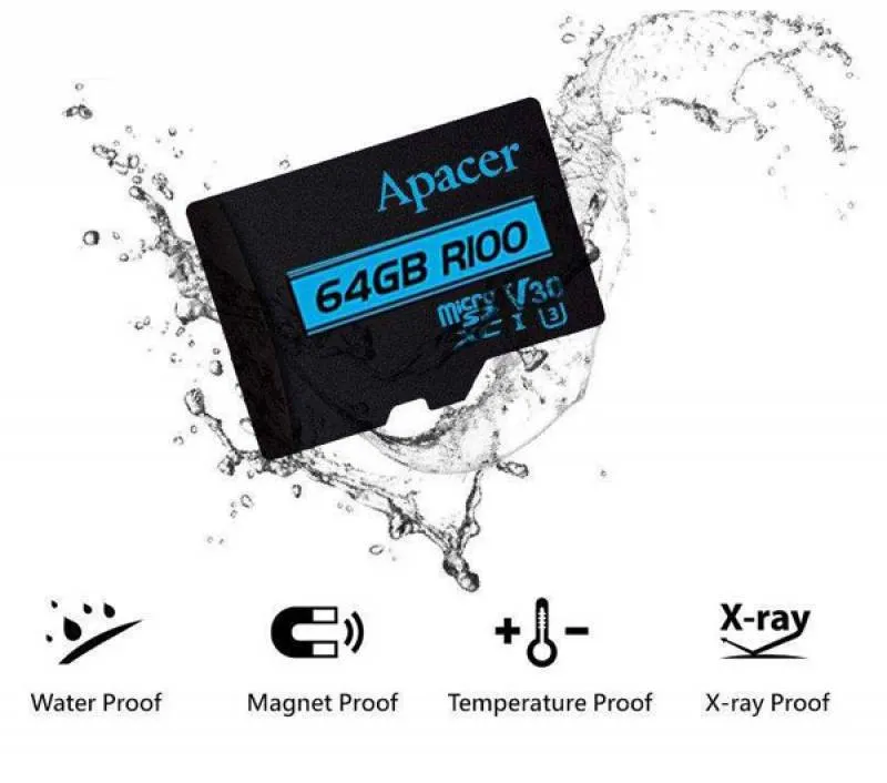 کارت حافظه microSDXC اپیسر مدل V30 کلاس 10 استاندارد UHS-I U3 سرعت 100MBps ظرفیت 64 گیگابایت