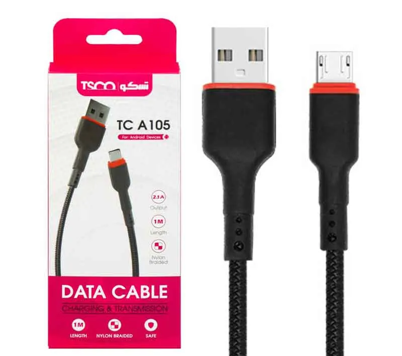 کابل تبدیل USB به MicroUSB تسکو مدل TC A105 طول ۱ متر