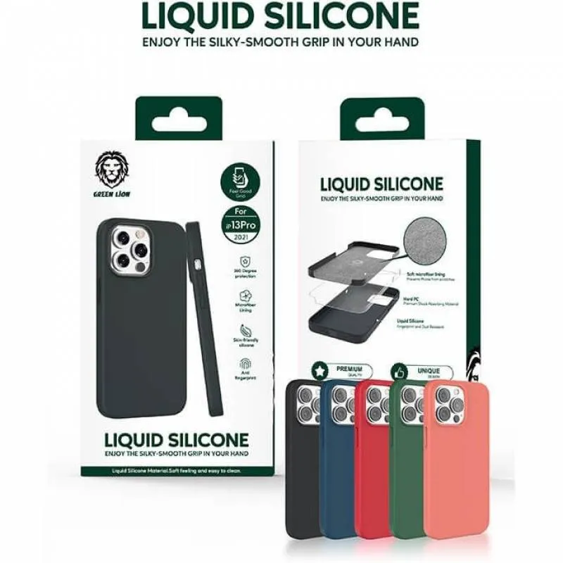 کاور گوشی گرین لاین مدل Liquid Silicone مناسب برای iphone 13 pro