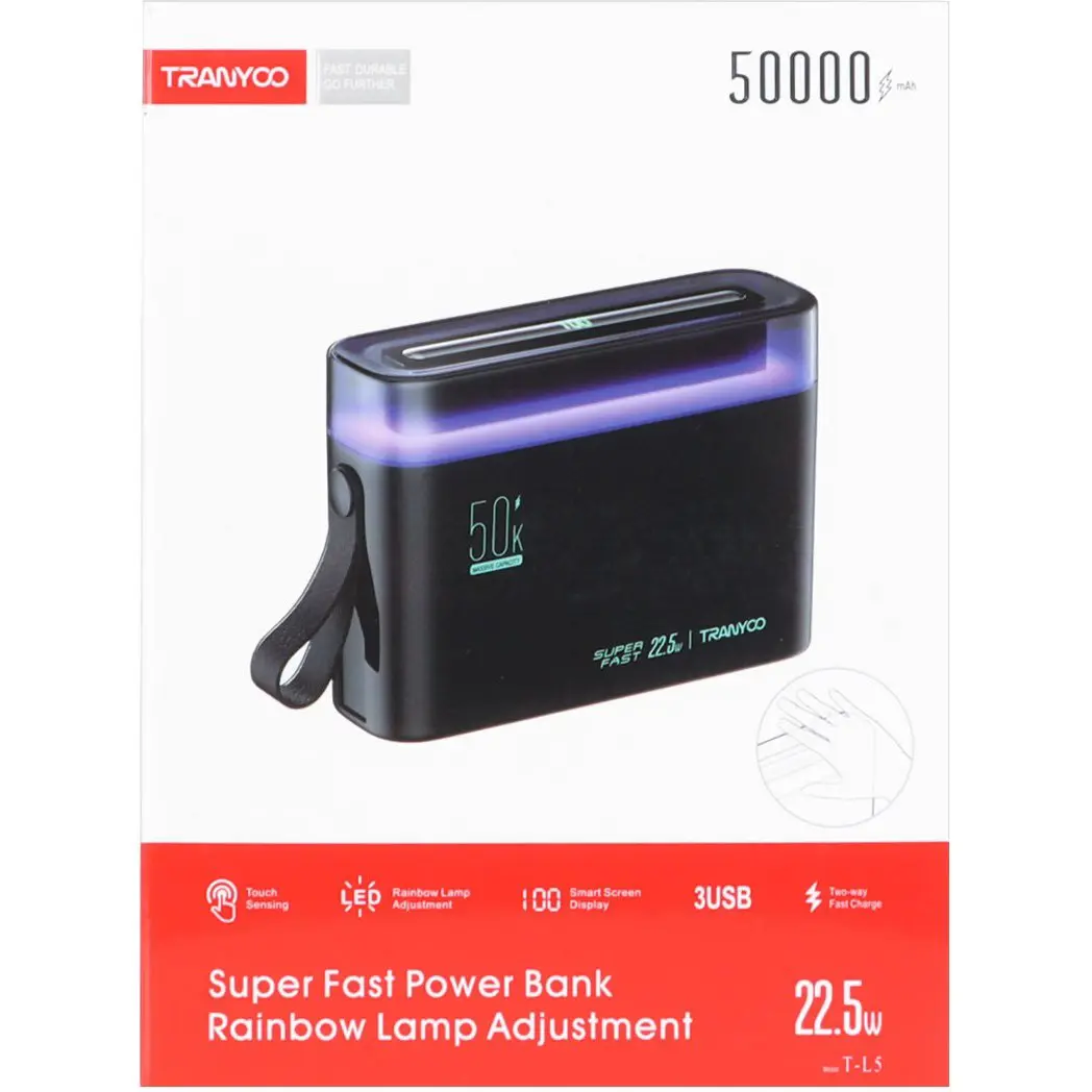 شارژر همراه ترانیو مدل T-L5 PD 22.5W ظرفیت 50000 میلی‌آمپر ساعت