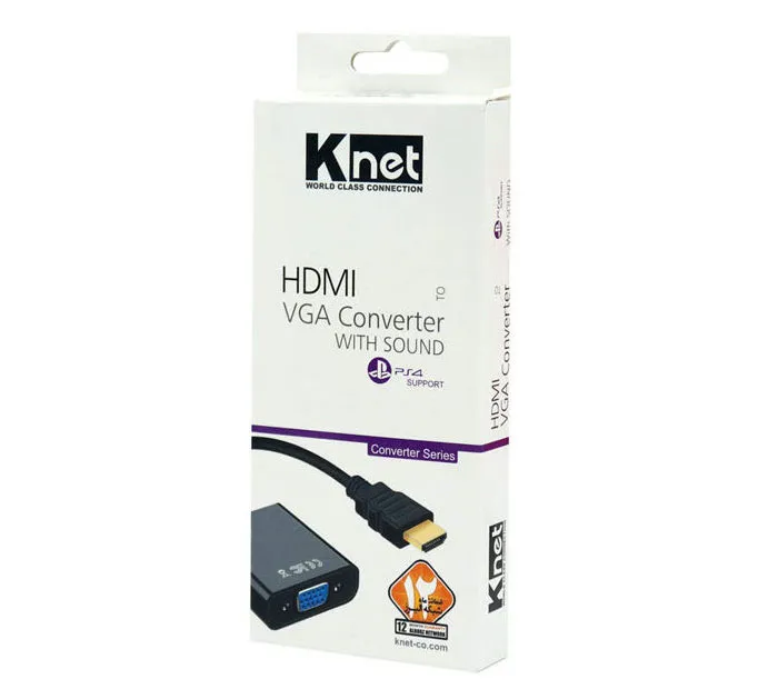 مبدل HDMI به VGA کی نت مدل K-AHV00 به همراه کابل AUX