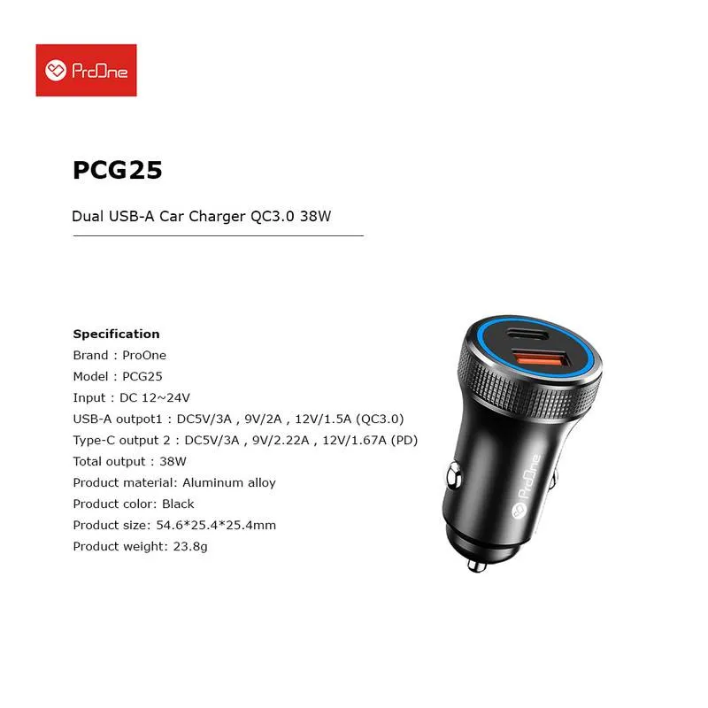 شارژر فندکی پرووان مدل PCG24 PD 38W