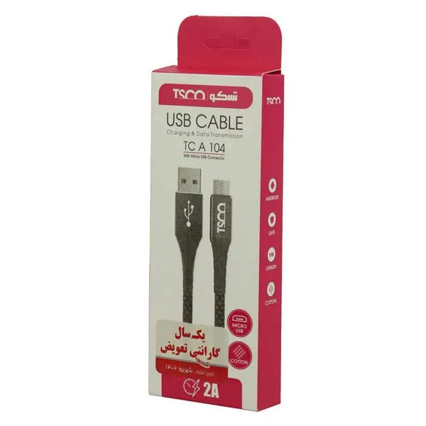 کابل تبدیل USB به MicroUSB تسکو مدل TC A104 طول 1 متر