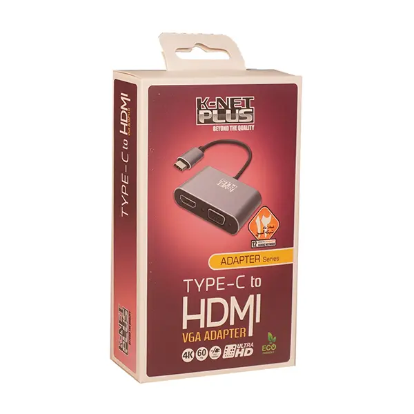 تبدیل Type-C به HDMI و VGA کی نت پلاس مدل KP-COCMV02