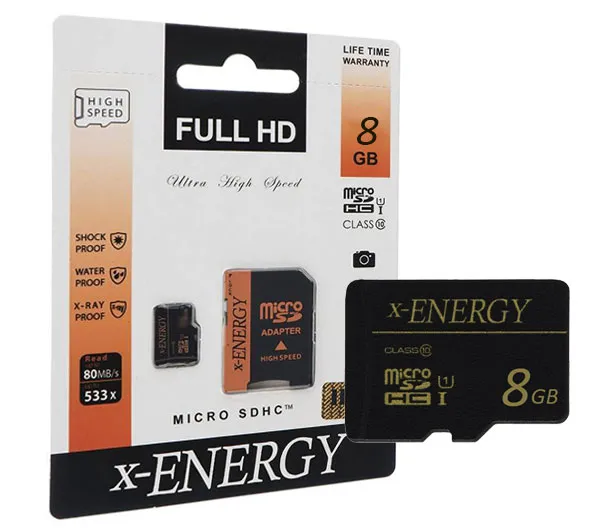 کارت حافظه‌ microSDHC ایکس-انرژی کلاس 10 استاندارد U1 سرعت 80MBps ظرفیت 8 گیگابایت