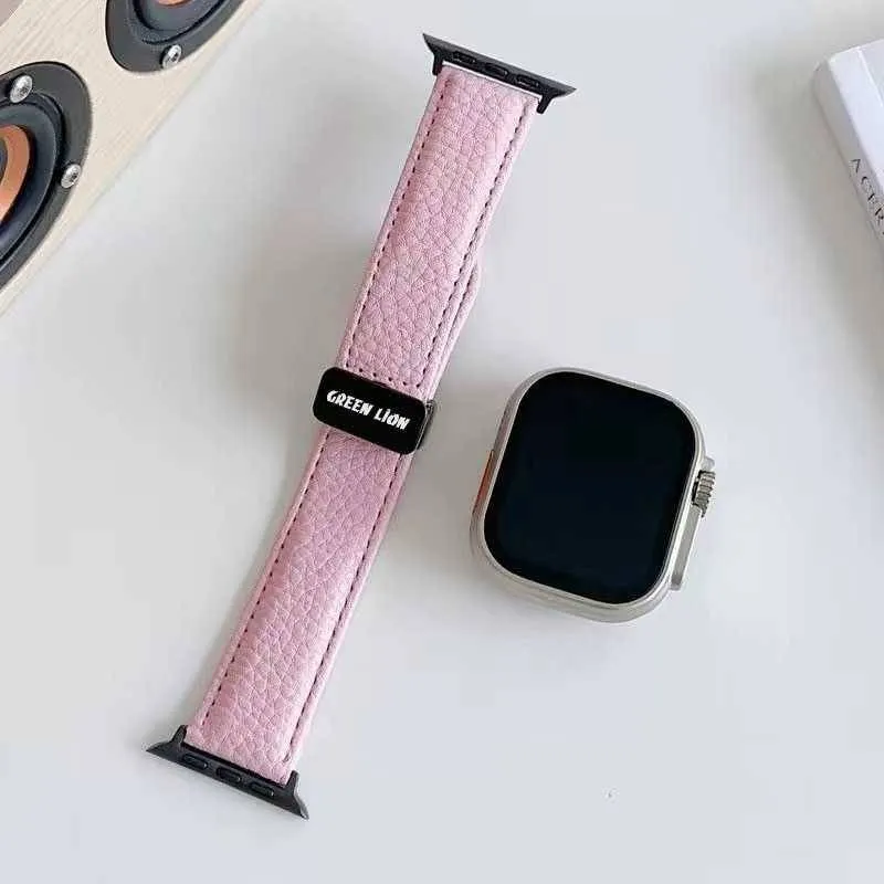 بند ساعت هوشمند گرین لاین مدل Genuine Leather Buckle مناسب برای اپل واچ 42/44/45/49 میلی متری
