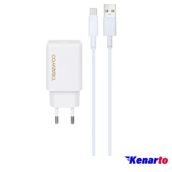شارژر دیواری 12W USB ترانیو مدل C03C با کابل Type-c