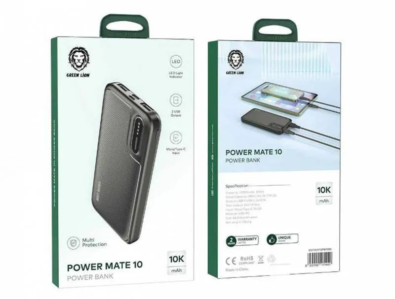 شارژر همراه  گرین لاین مدل power mate 10 ظرفیت 10000میلی آمپرساعت