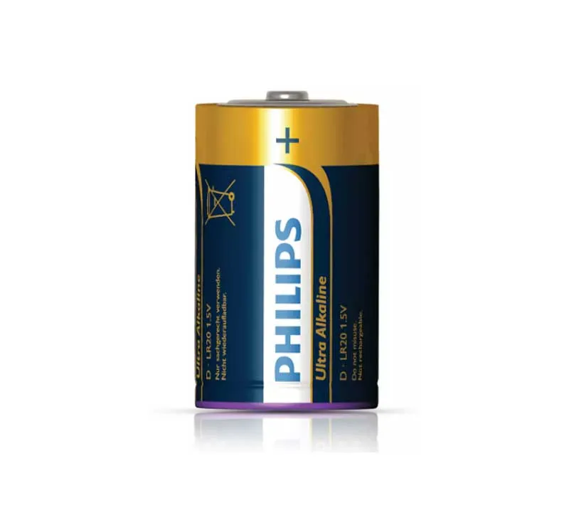 باتری بزرگ سایز D فیلیپس مدل Ultra Alkaline LR20E2B/97 بسته 2 عددی