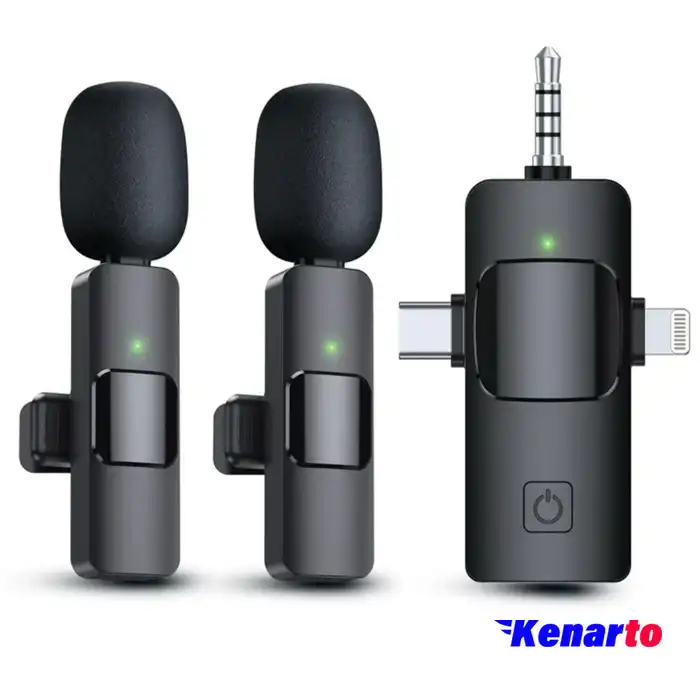 میکروفن یقه ای بی سیم مدل  DUAL Type-C / Lightening / Aux