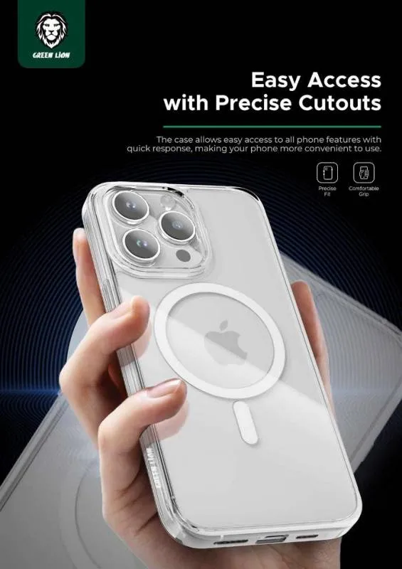 کاور گوشی گرین لاین مدل MagSafe Crystal مناسب برای iphone 15 Pro