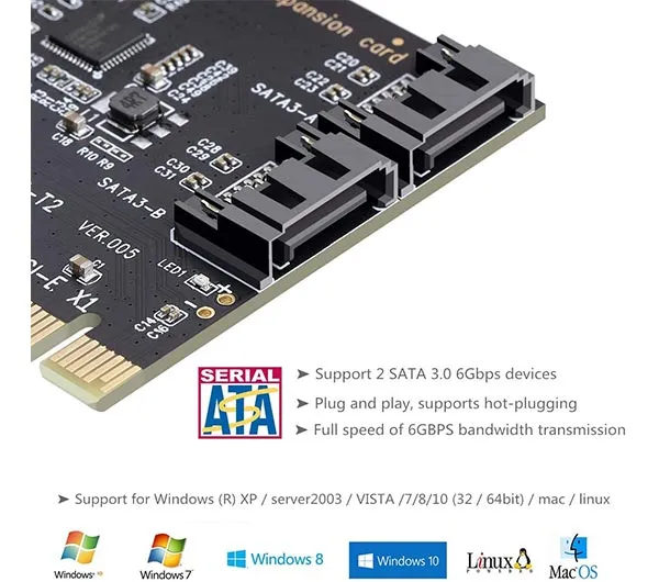 کارت PCIe به SATA ونتولینک