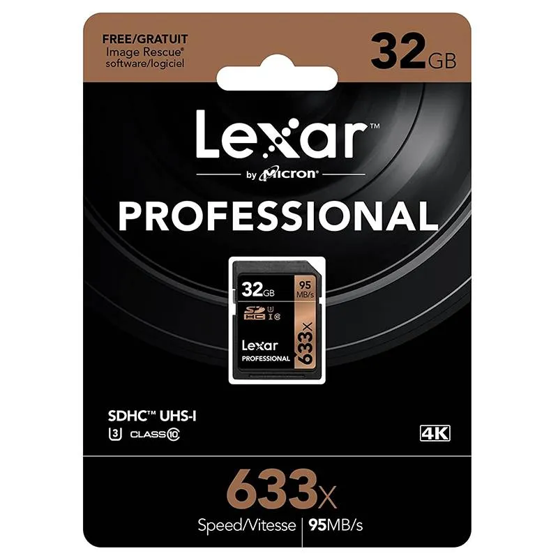 کارت حافظه SDXC لکسار مدل Professional کلاس 10 استاندارد UHS-I U3 سرعت 95MBps ظرفیت 32 گیگابایت